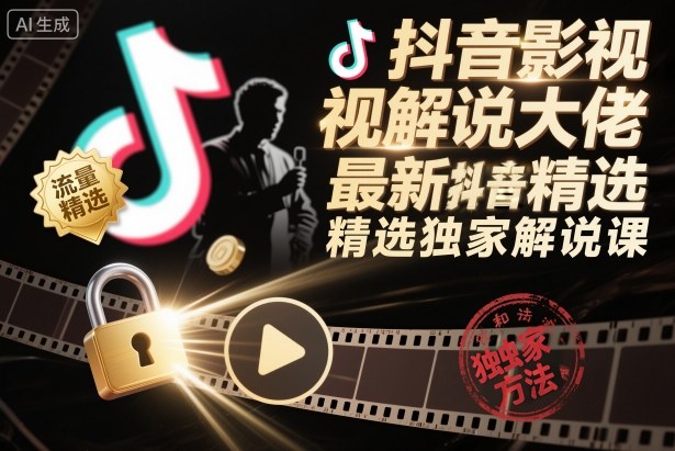 抖音影视解说大佬最新抖音进精选和独家方法，精选独家解说课-丰收创业