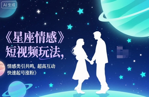 星座情感短视频玩法，情感类引共鸣，超高互动，快速起号涨粉-丰收创业