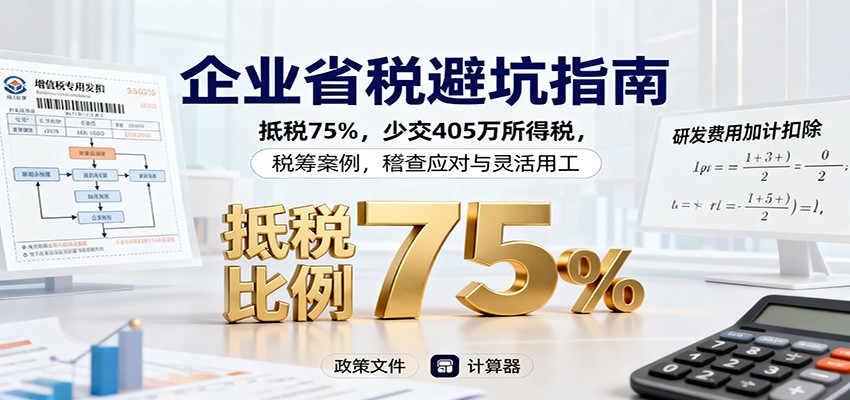 企业省税避坑指南：抵税75%，少交405万所得税，税筹案例，稽查应对与灵活用工-丰收创业