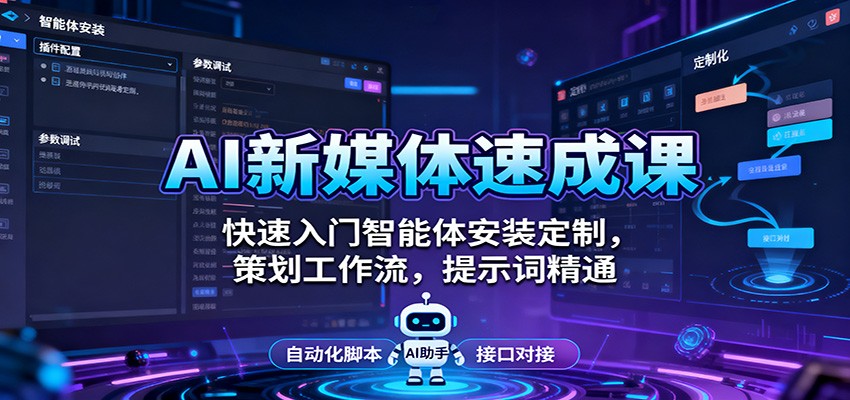 AI新媒体速成课：快速入门智能体安装定制，策划工作流，提示词精通-丰收创业