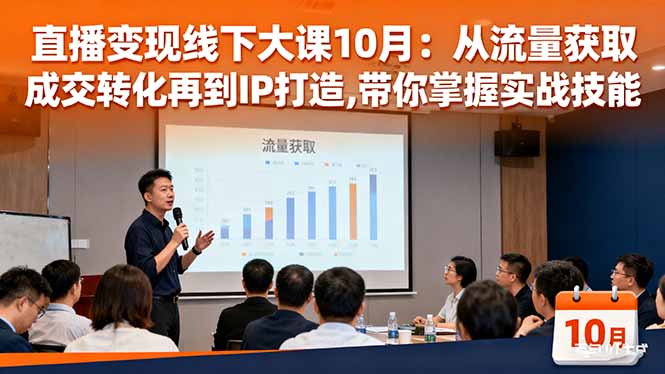 直播变现线下大课10月：从流量获取到成交转化再到IP打造,带你掌握实战技能-丰收创业
