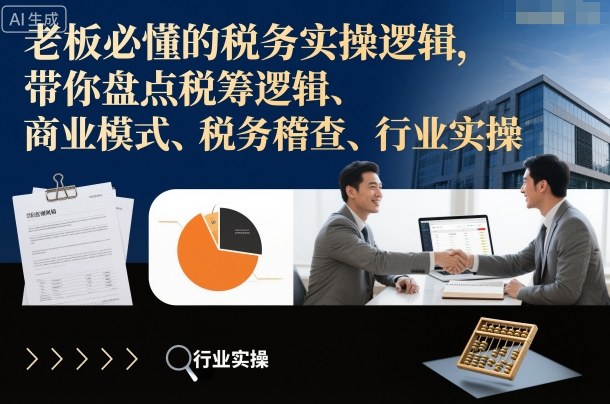 老板必懂的税务实操逻辑,带你盘点税筹逻辑、商业模式、税务稽查、行业实操-丰收创业