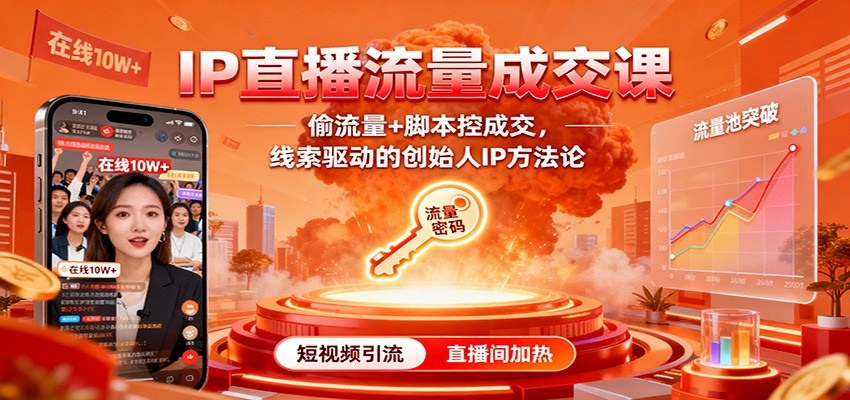 IP直播流量成交课：偷流量+脚本控成交，线索驱动的创始人IP方法论-丰收创业