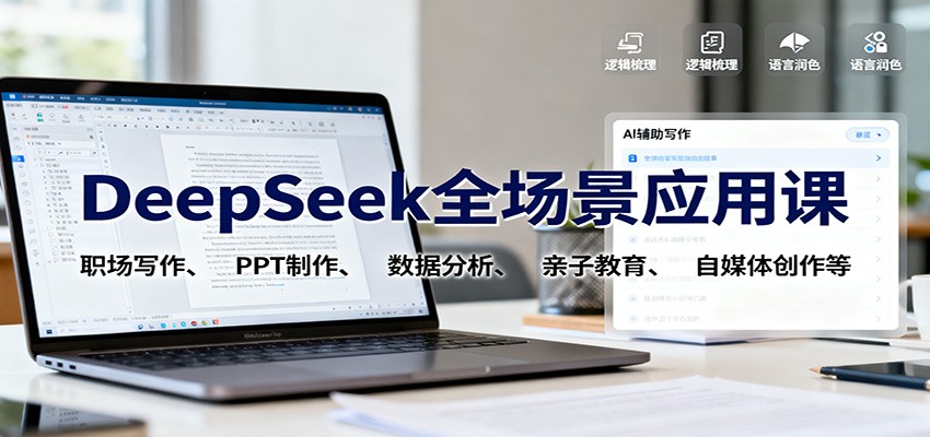 DeepSeek全场景应用课：职场写作、 PPT制作、数据分析、亲子教育、自媒体创作等-丰收创业