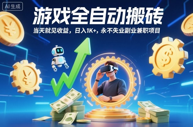 游戏全自动搬砖，当天就见收益，日入1K+，永不失业副业兼职项目【揭秘】-丰收创业