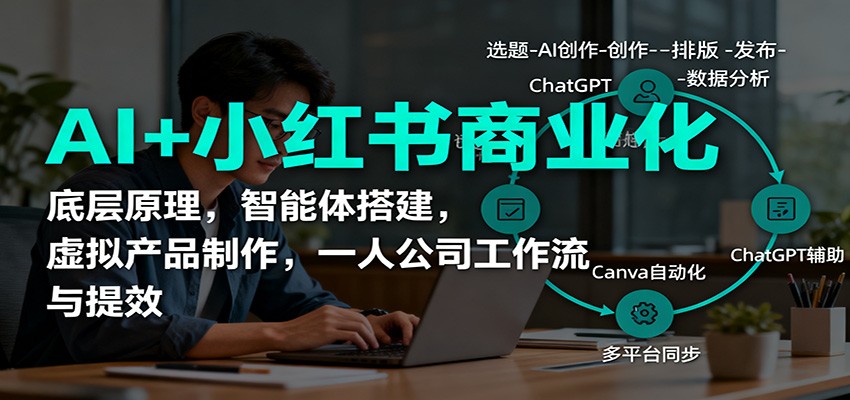 AI+小红书商业化,底层原理,智能体搭建,虚拟产品制作,一人公司工作流与提效-丰收创业