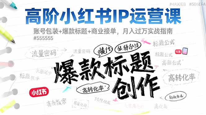 高阶小红书IP运营课:账号包装+爆款标题+商业接单,月入过万实战指南-丰收创业