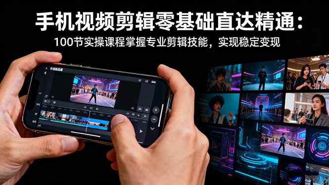 手机视频剪辑零基础直达精通:100节实操课程掌握专业剪辑技能,实现稳...-丰收创业