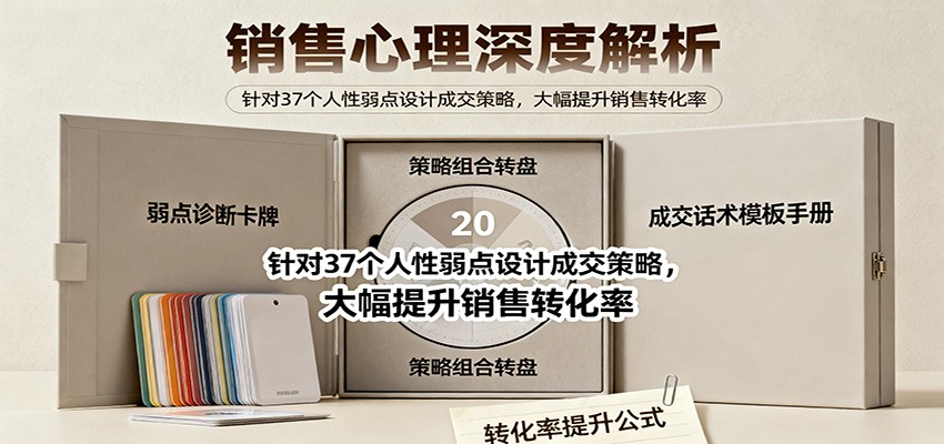 销售心理深度解析:针对37个人性弱点设计成交策略,大幅提升销售转化率!-丰收创业