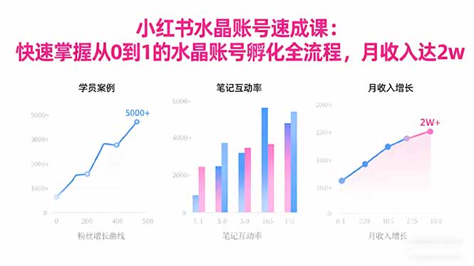 2025小红书水晶账号速成课:快速掌握从0-1水晶账号孵化全流程,月收入达2w-丰收创业