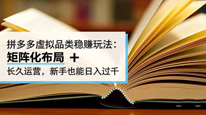 拼多多虚拟品类稳赚玩法:矩阵化布局 + 长久运营,新手也能日入过千-丰收创业