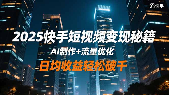 2025快手短视频变现秘籍，AI制作+流量优化，日均收益轻松破千-丰收创业