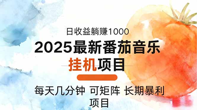 2025年最新番茄音乐人挂机项目，每天几分钟，月入1000＋，可矩阵，一台...-丰收创业