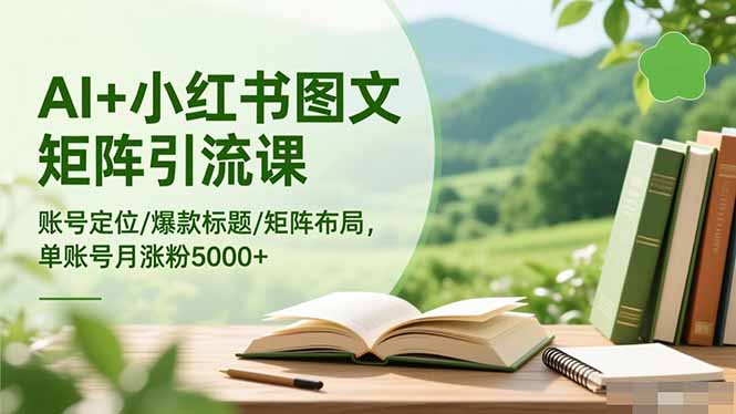 AI+小红书图文矩阵引流课:账号定位/爆款标题/矩阵布局/单账号月涨粉5000+-丰收创业