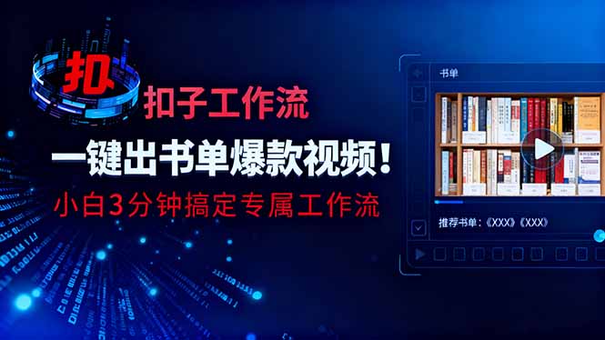 利用扣子工作流一键生成书单爆款视频,小白三分钟搞定专属工作流-丰收创业