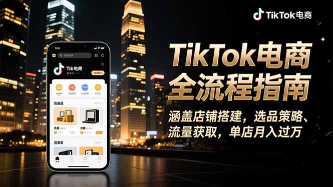TikTok电商全流程指南，涵盖店铺搭建、选品策略、流量获取，单店月入过万-丰收创业