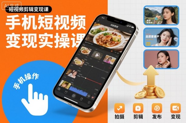 手机短视频变现实操课，短视频剪辑变现课-丰收创业