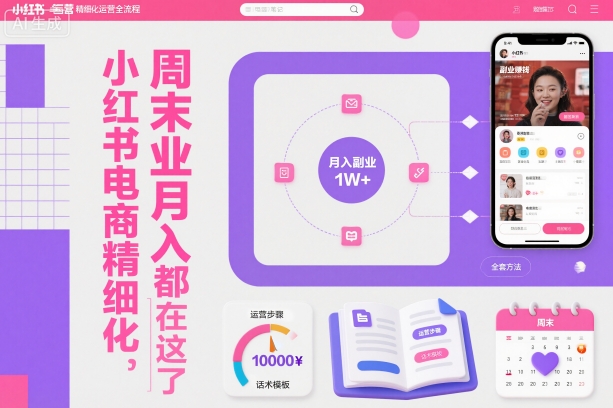 小红书电商精细化运营全流程，周末副业月入1W+，全套方法都在这了-丰收创业
