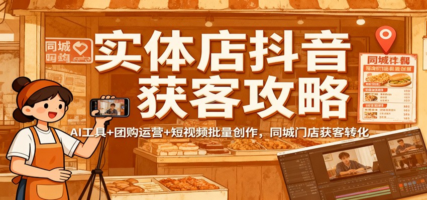 实体店抖音获客攻略:AI工具+团购运营+短视频批量创作,同城门店获客转化-丰收创业