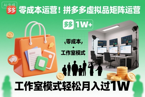 零成本运营!拼多多虚拟品矩阵运营,工作室模式轻松月入过1W-丰收创业