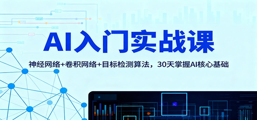 AI入门实战课：神经网络+卷积网络+目标检测算法，30天掌握AI核心基础-丰收创业